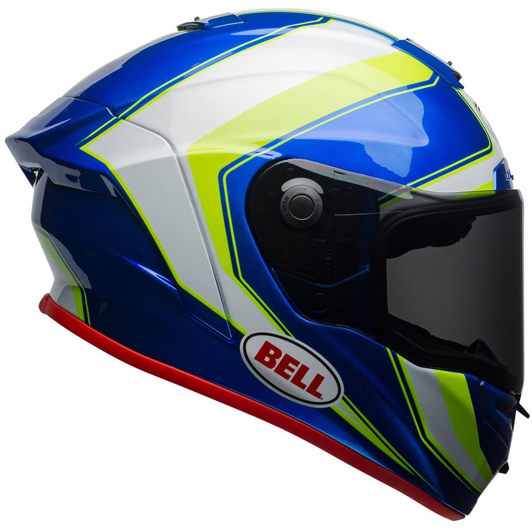 Bell Race Star Sector White / Hi-Viz Green / Blue
